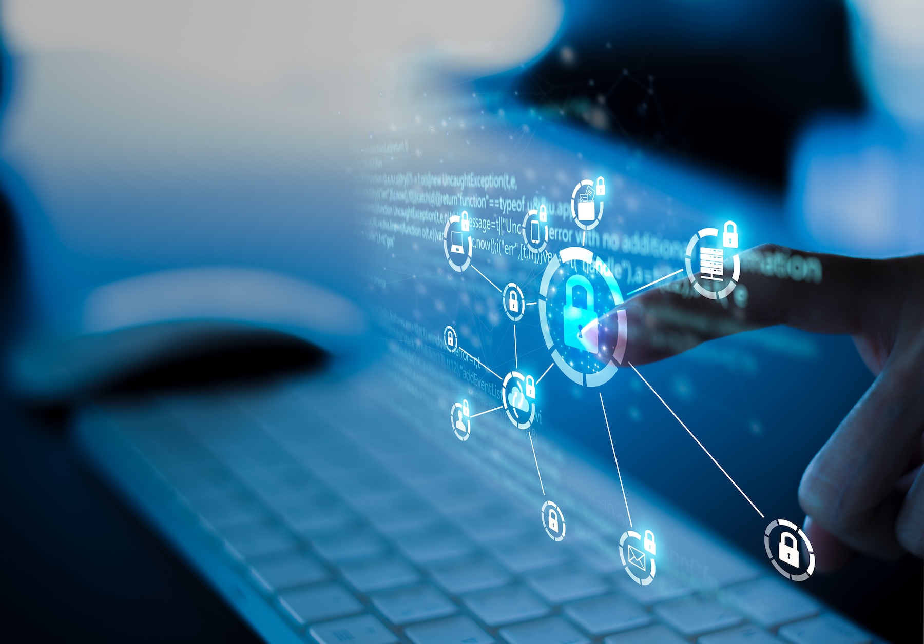 Digital network security lock representing data encryption and compliance