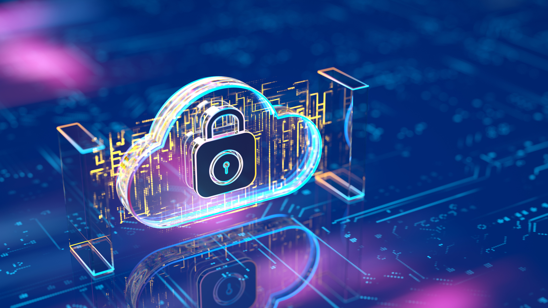 Cloud computing security digital background representing Microsoft 365 protection